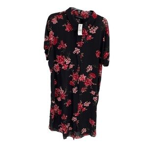 Lane bryant NWT dress/long top black floral Size 14/16 Short Sleeves